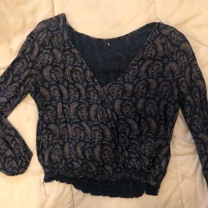 Paisley 3/4 Sleeve Crop Top